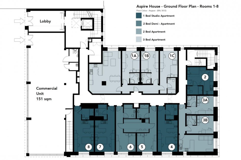 Floorplan for Flat 1, Aspire House