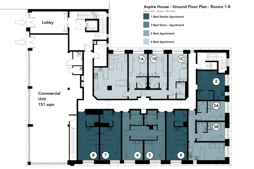 Floorplan for Aspire House, Superior long studio