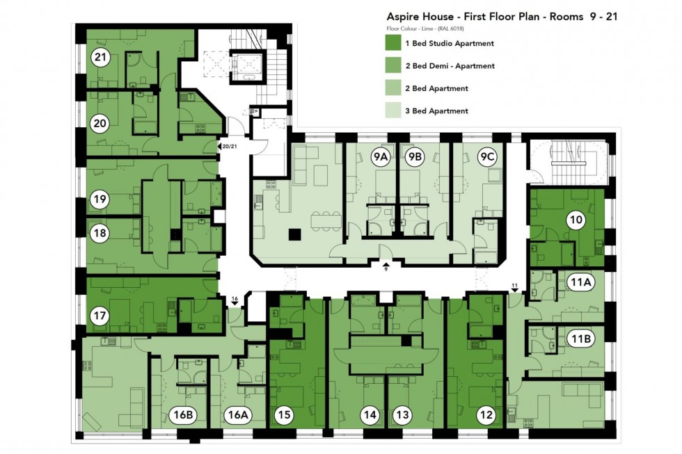 Floorplan for Aspire House, Superior long studio