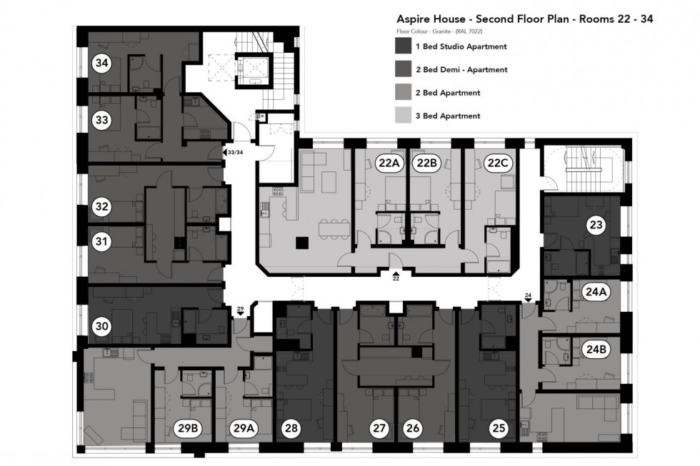 Floorplan for Aspire House, Superior long studio