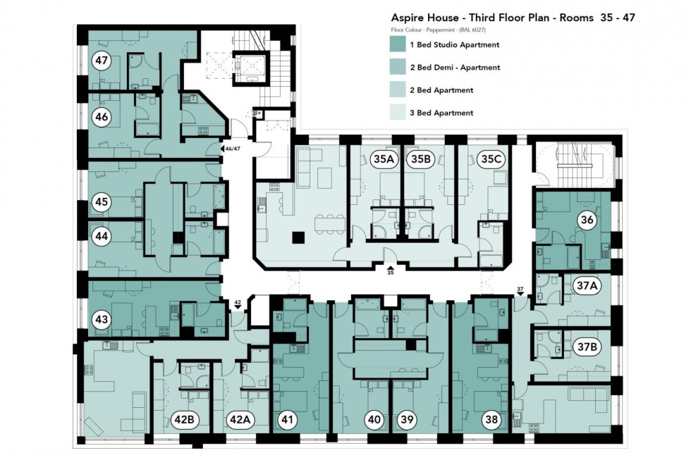 Floorplan for Aspire House, Superior long studio